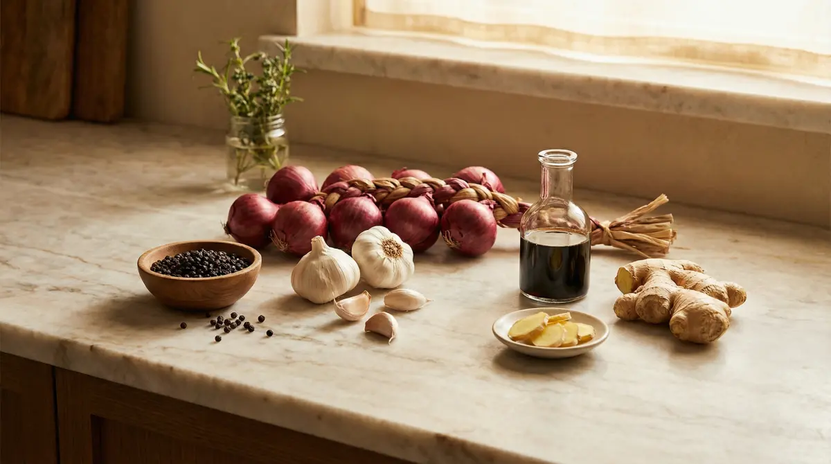 黑椒盖饭所需食材一览 - 牛肉、黑椒、蔬菜